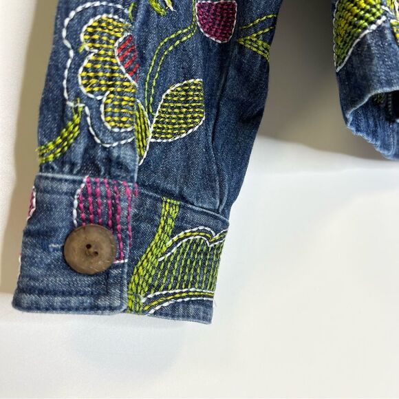 Coldwater Creek Floral Embroidered  Denim Jean Jacket Boho Size Medium - Picture 13 of 13